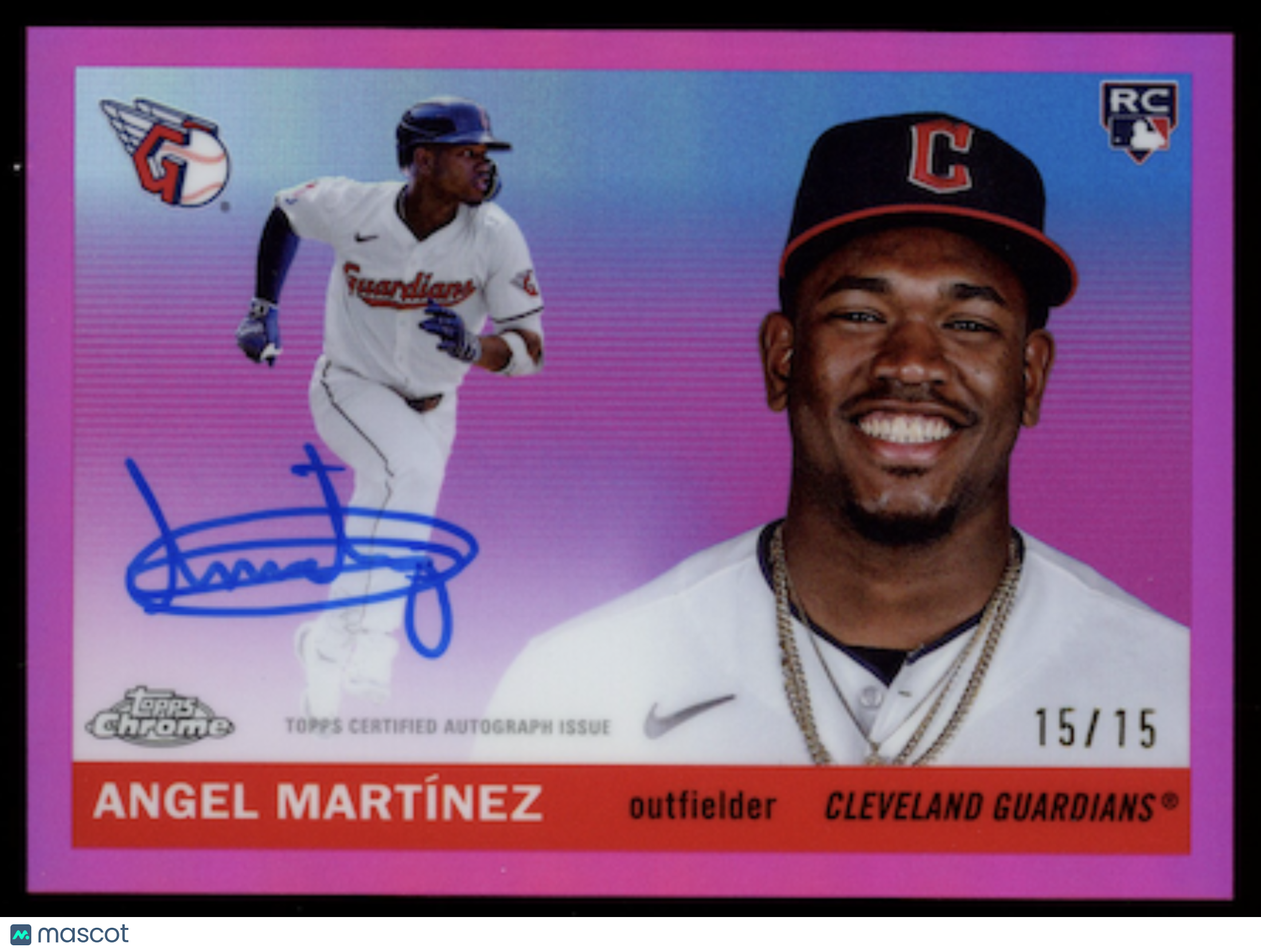 ANGEL MARTINEZ 2025 Topps Chrome Platinum Rookie Auto Pink /15 #CPA-AM Guardians