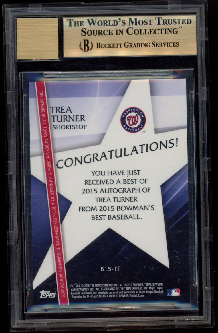 TREA TURNER 2015 Bowman's Best of '15 Auto #B15TT BGS 9.5 Auto 10 Nationals