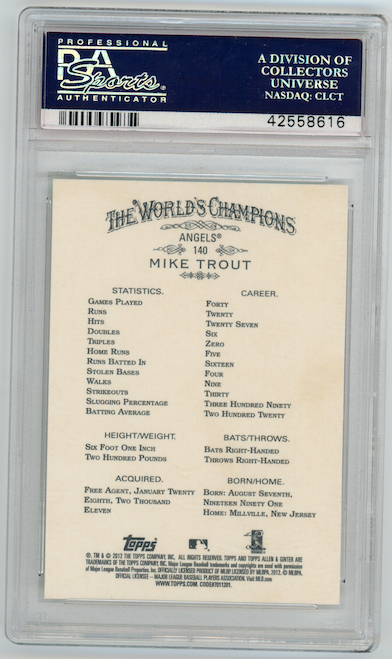 MIKE TROUT 2012 Topps Allen & Ginter #140 PSA 10 Los Angeles Angels