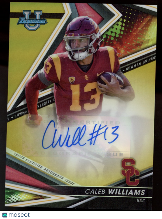 CALEB WILLIAMS 2022 Bowman University Best Gold Refractor Auto /50 USC Trojans