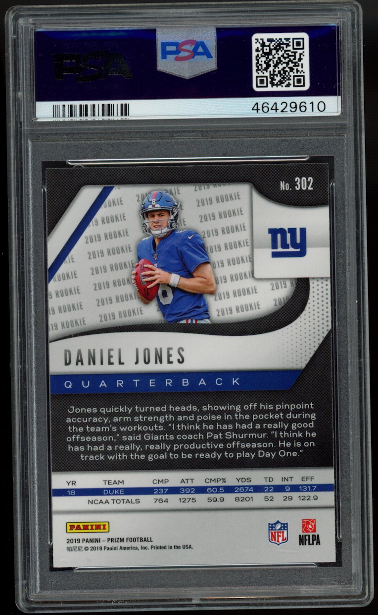 DANIEL JONES 2019 Panini Prizm Rookie #302 PSA 10 New York Giants