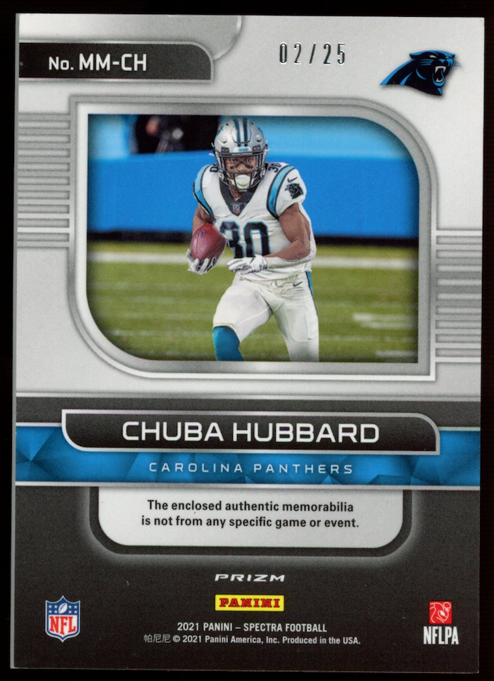 CHUBA HUBBARD 2021 Panini Spectra Monumental Memorabilia Rookie Patch Mojo /25