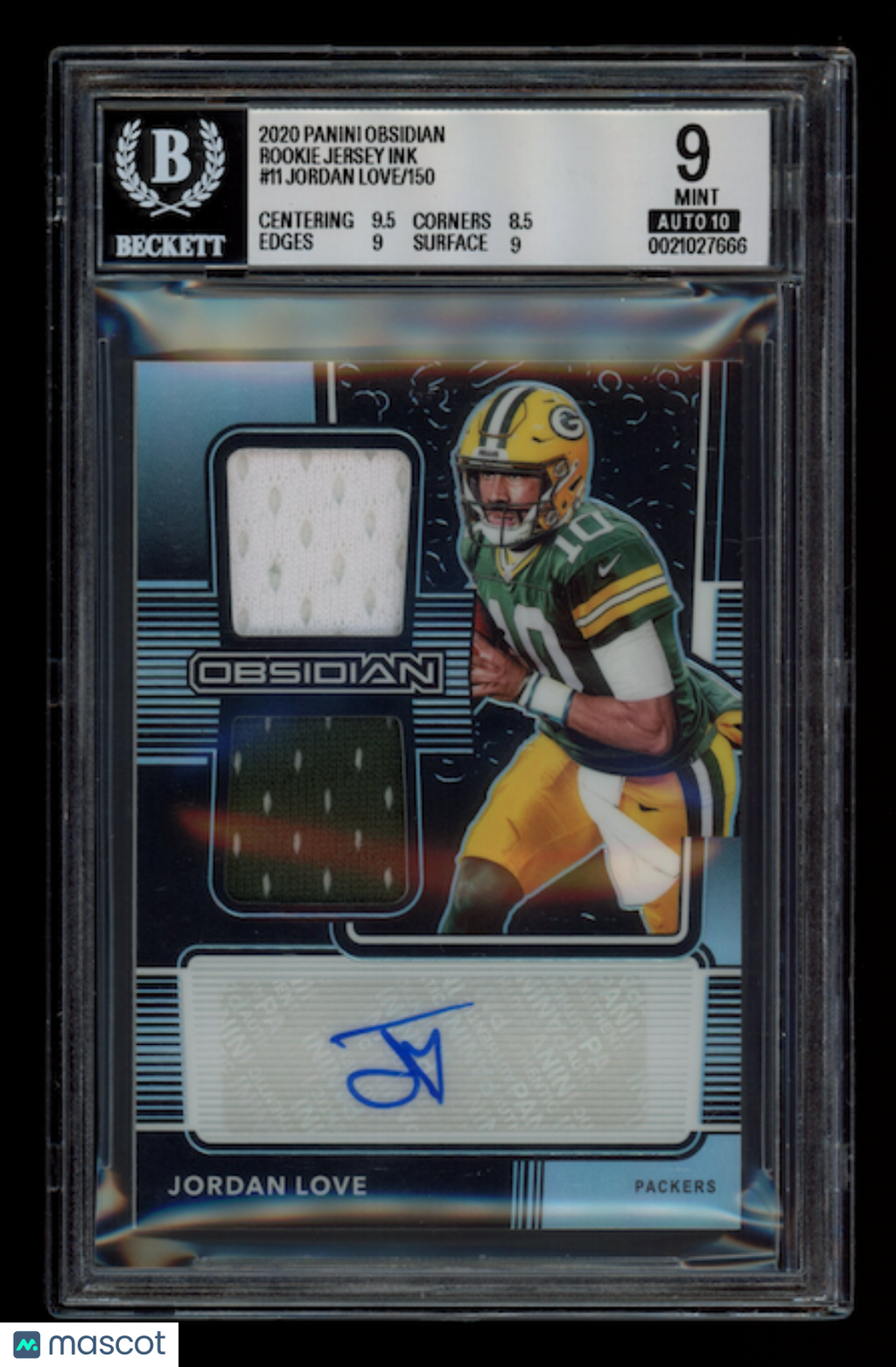 JORDAN LOVE 2020 Panini Obsidian Rookie Jersey Ink Patch Auto /150 #RJI-11 BGS 9