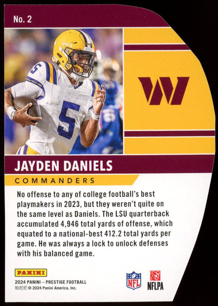 JAYDEN DANIELS 2024 Panini Prestige Human Highlight Film Case Hit Rookie SSP #2