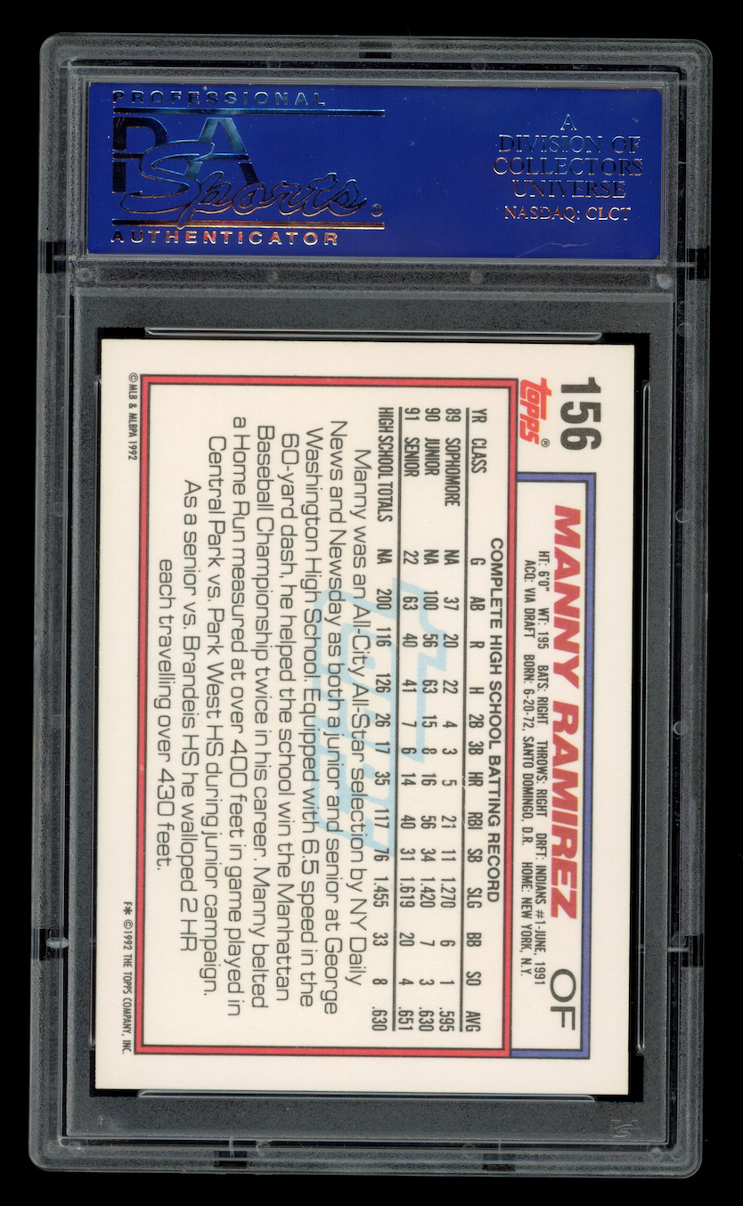 MANNY RAMIREZ 1992 Topps Baseball Draft Pick Rookie Card #156 PSA 10