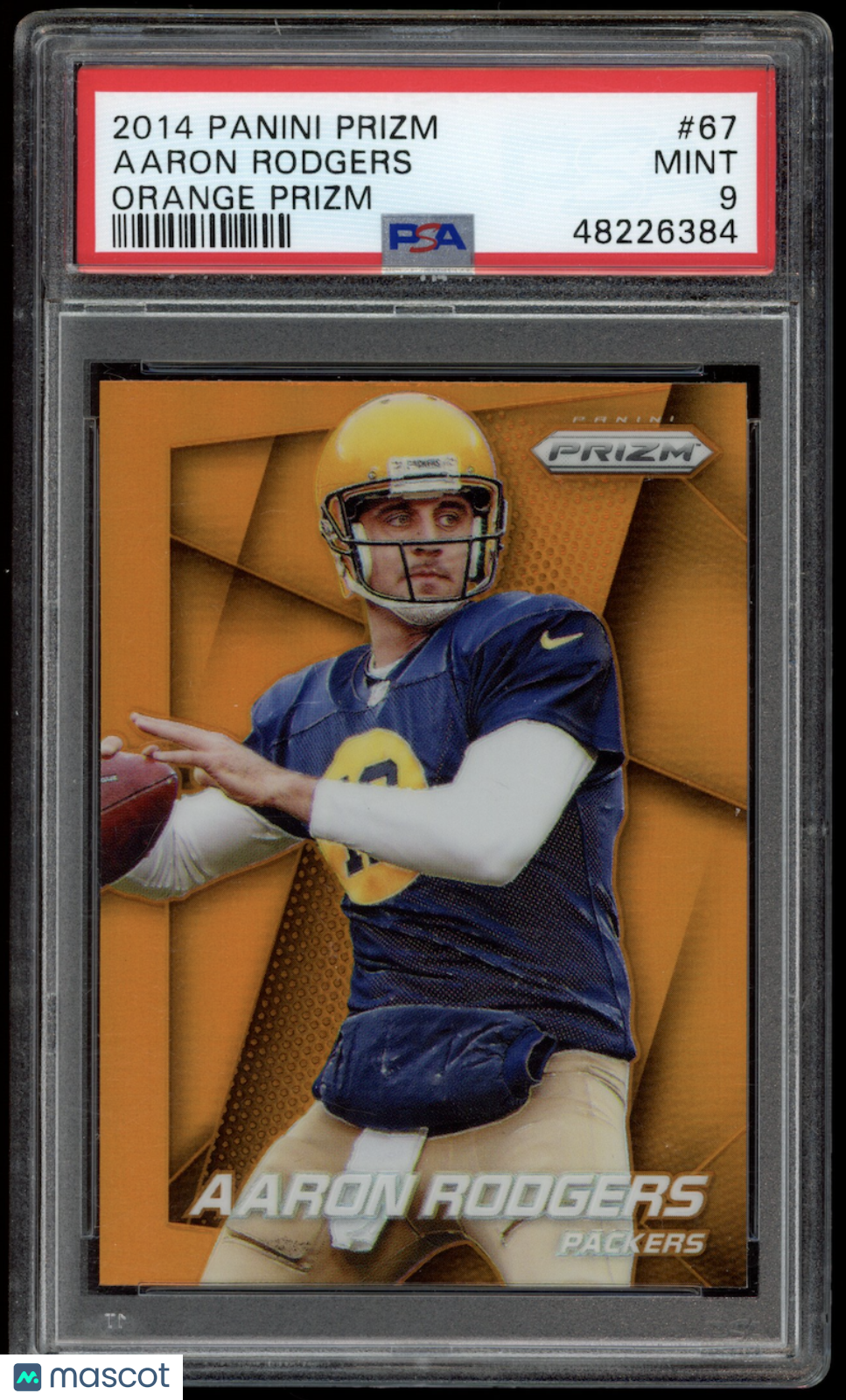 AARON RODGERS 2014 Panini Prizm Orange Prizm #67 PSA 9 Packers