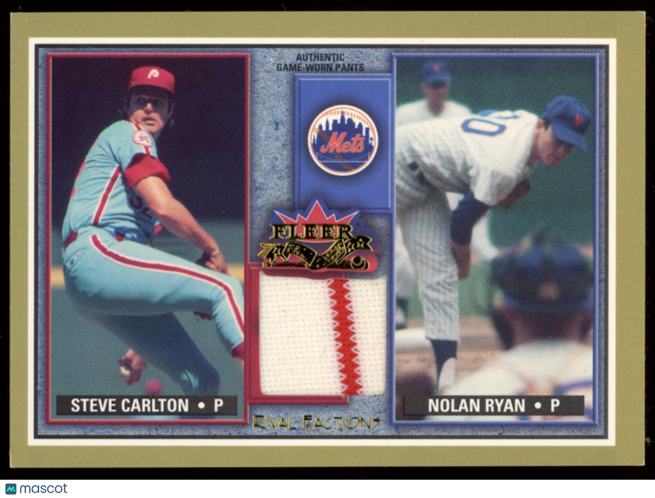 STEVE CARLTON NOLAN RYAN 2002 Fleer Fall Classic Rival Factions Relic Phillies