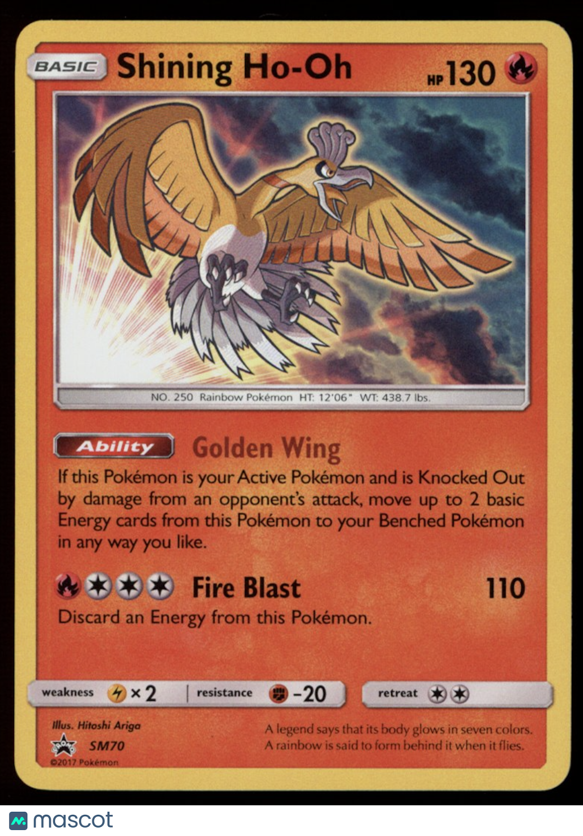 SHINING HO-OH 2017 Pokemon Sun & Moon Black Star Promo #SM70