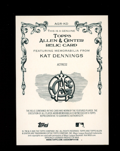 KAT DENNINGS 2025 Topps Allen & Ginter Orange Foilboard Relic /25 #AGR-KD