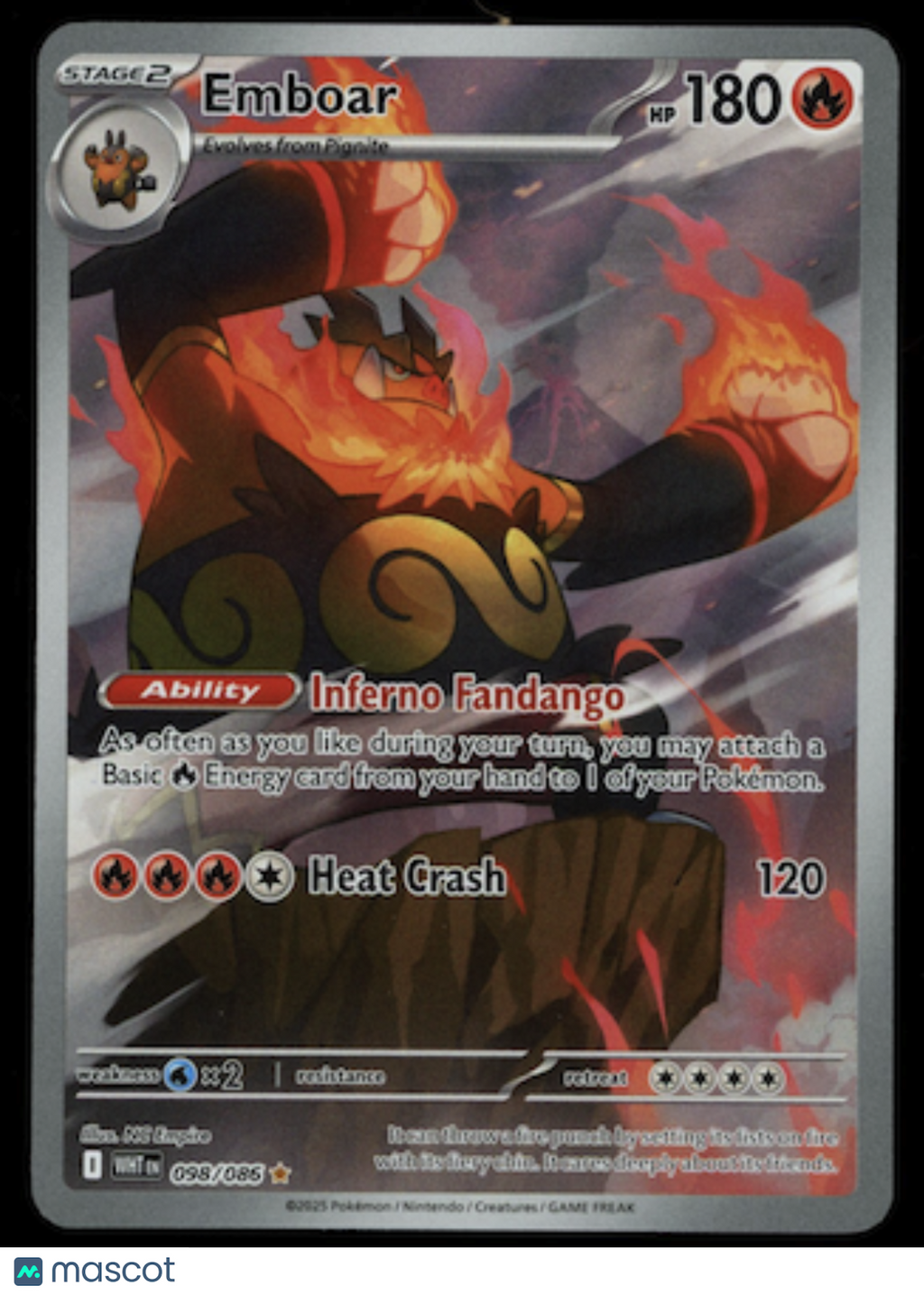 EMBOAR 2025 Pokemon Scarlet & Violet White Flare #98/85 Illustration Rare