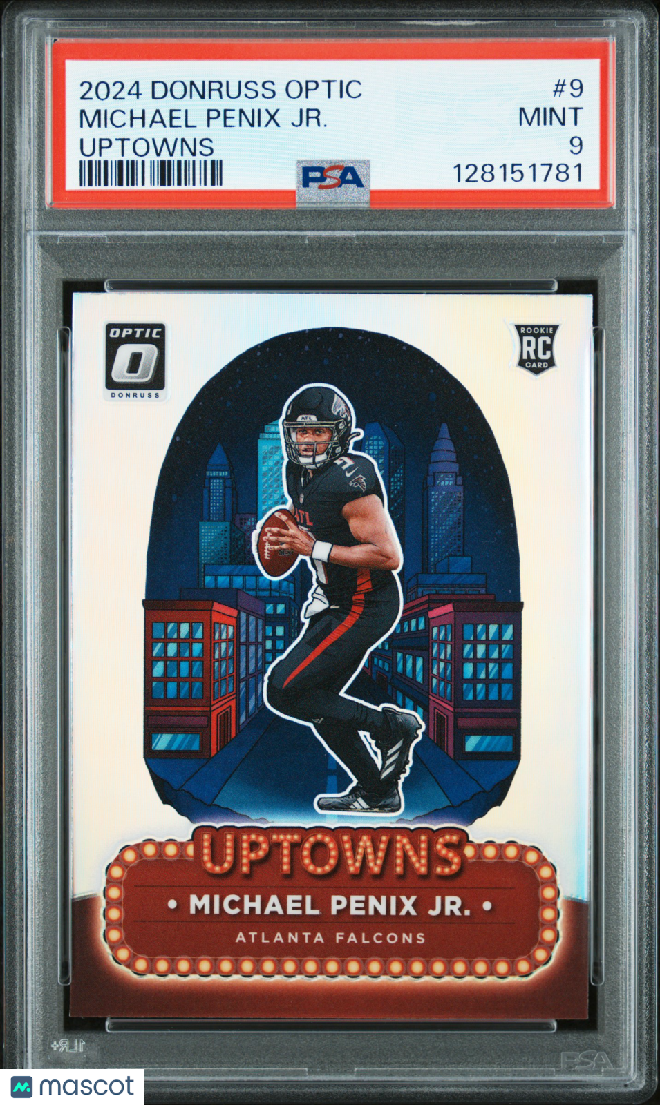 MICHAEL PENIX JR. 2024 Panini Donruss Optic Rookie Uptowns Case Hit SSP #9 PSA 9