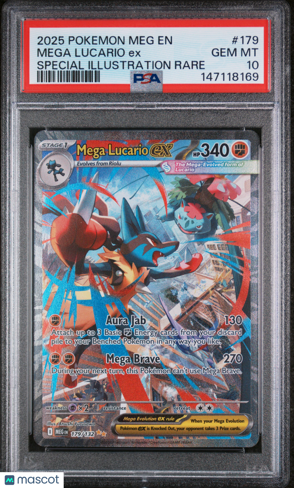 MEGA LUCARIO EX 2025 Pokemon Mega Evolution Base #179/132 SIR PSA 10