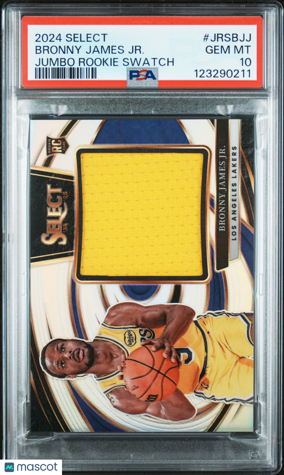 BRONNY JAMES JR. 2024-25 Panini Select Jumbo Rookie Swatches Patch PSA 10 Lakers