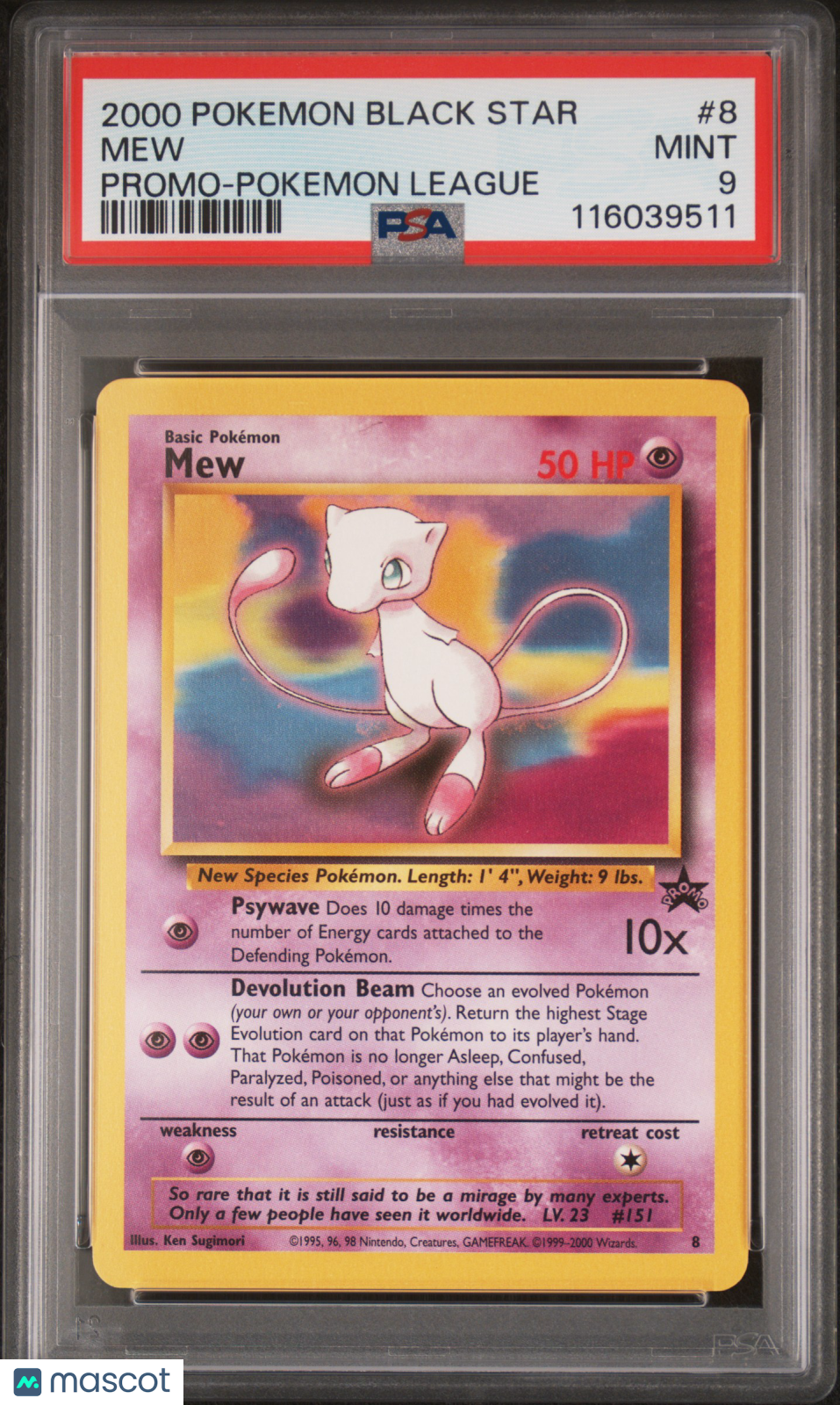 MEW 2000 Pokemon Black Star Promo Pokemon League #8 PSA 9 Mint