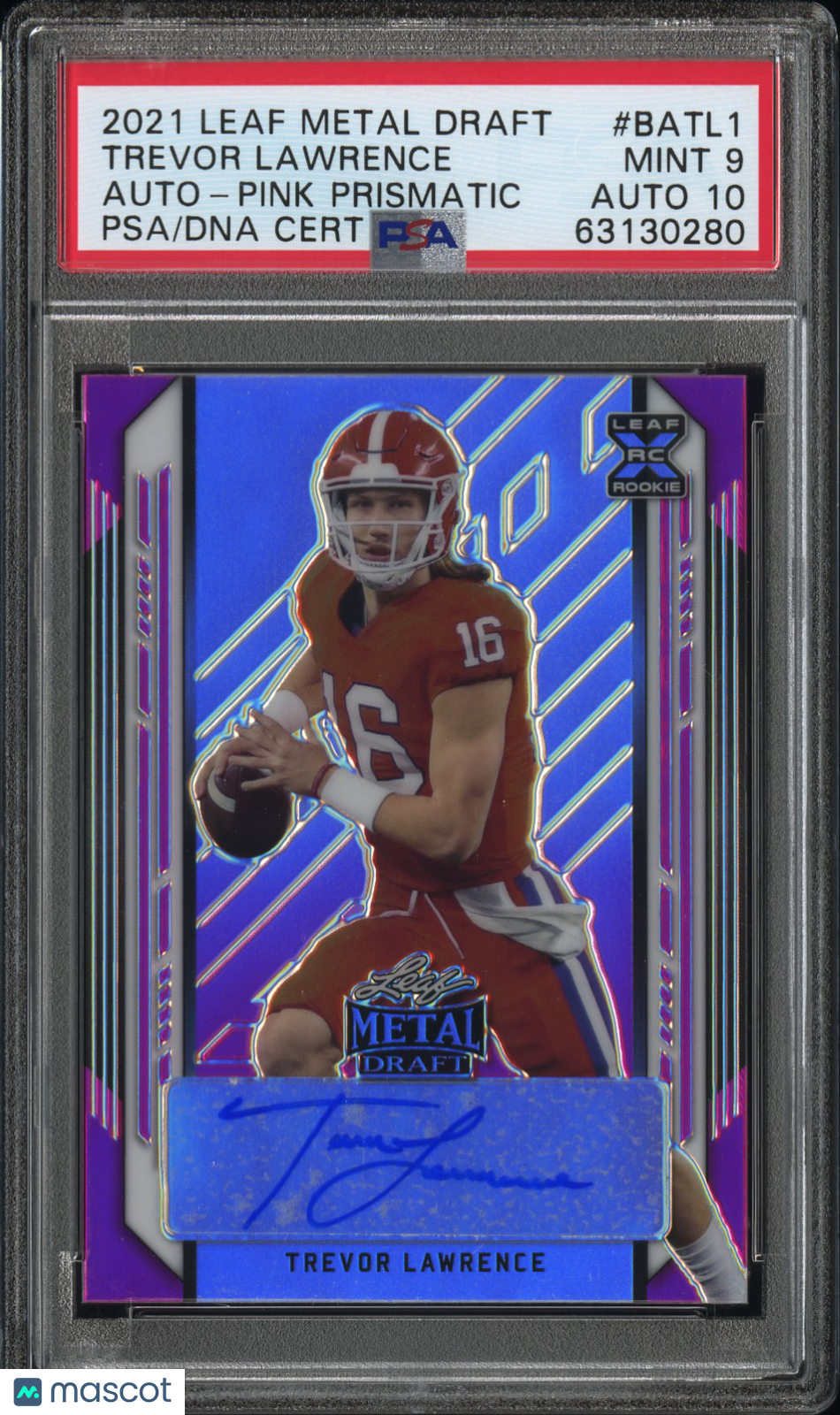 TREVOR LAWRENCE 2021 Leaf Metal Draft Auto Rookie Pink Prismatic /20 PSA 9