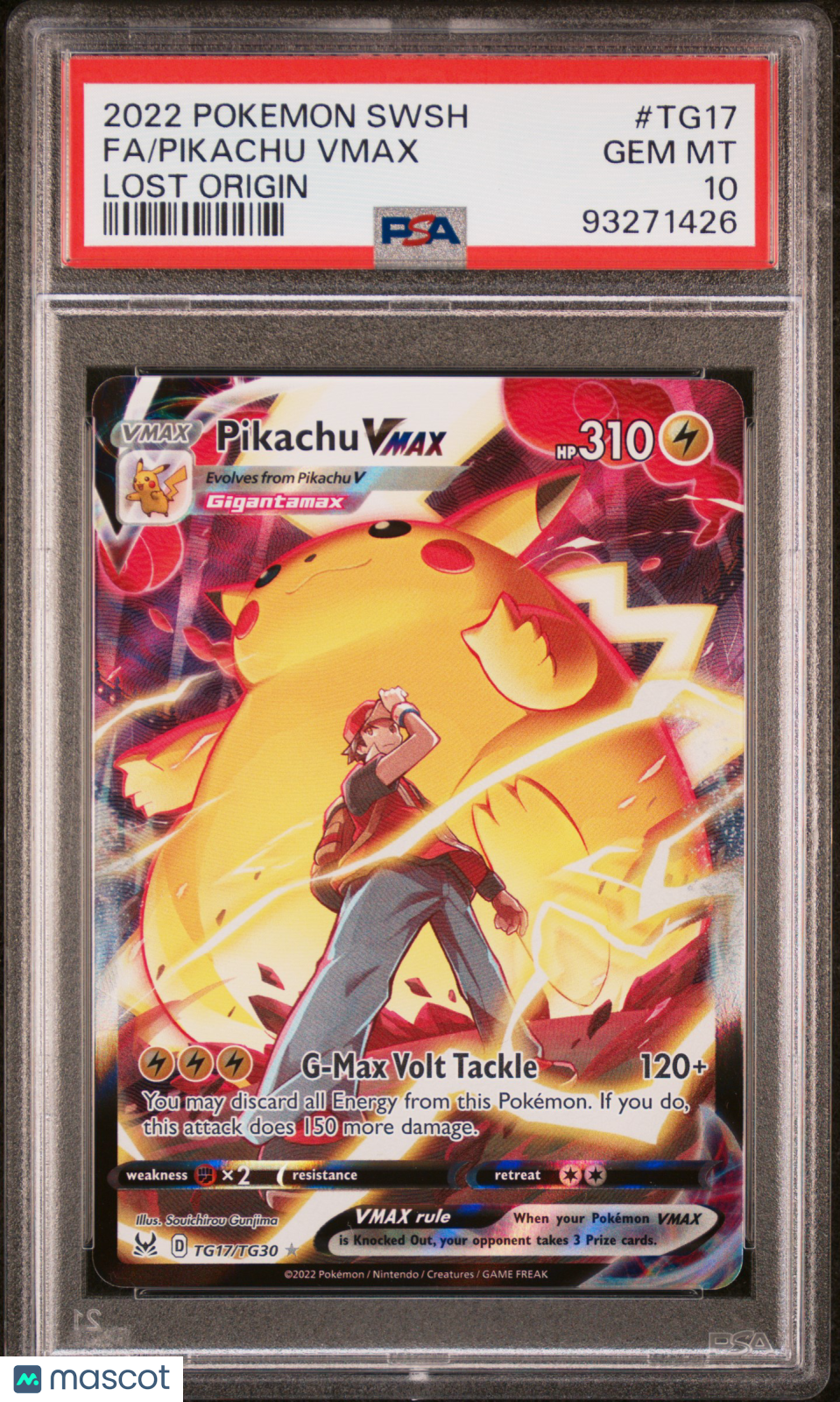 PIKACHU VMAX 2022 Pokemon Sword Shield Lost Origin Trainer Gallery #TG17 PSA 10
