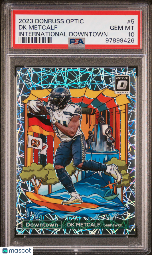 DK METCALF 2023 Panini Donruss Optic International Downtown Case Hit SSP PSA 10