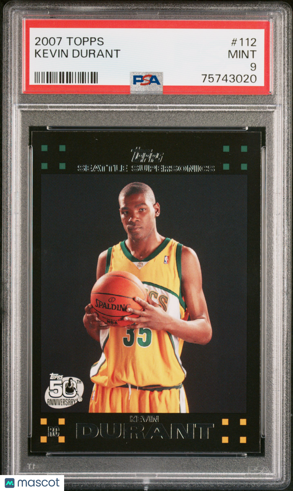 KEVIN DURANT 2007-08 Topps Rookie #112 PSA 9 Supersonics