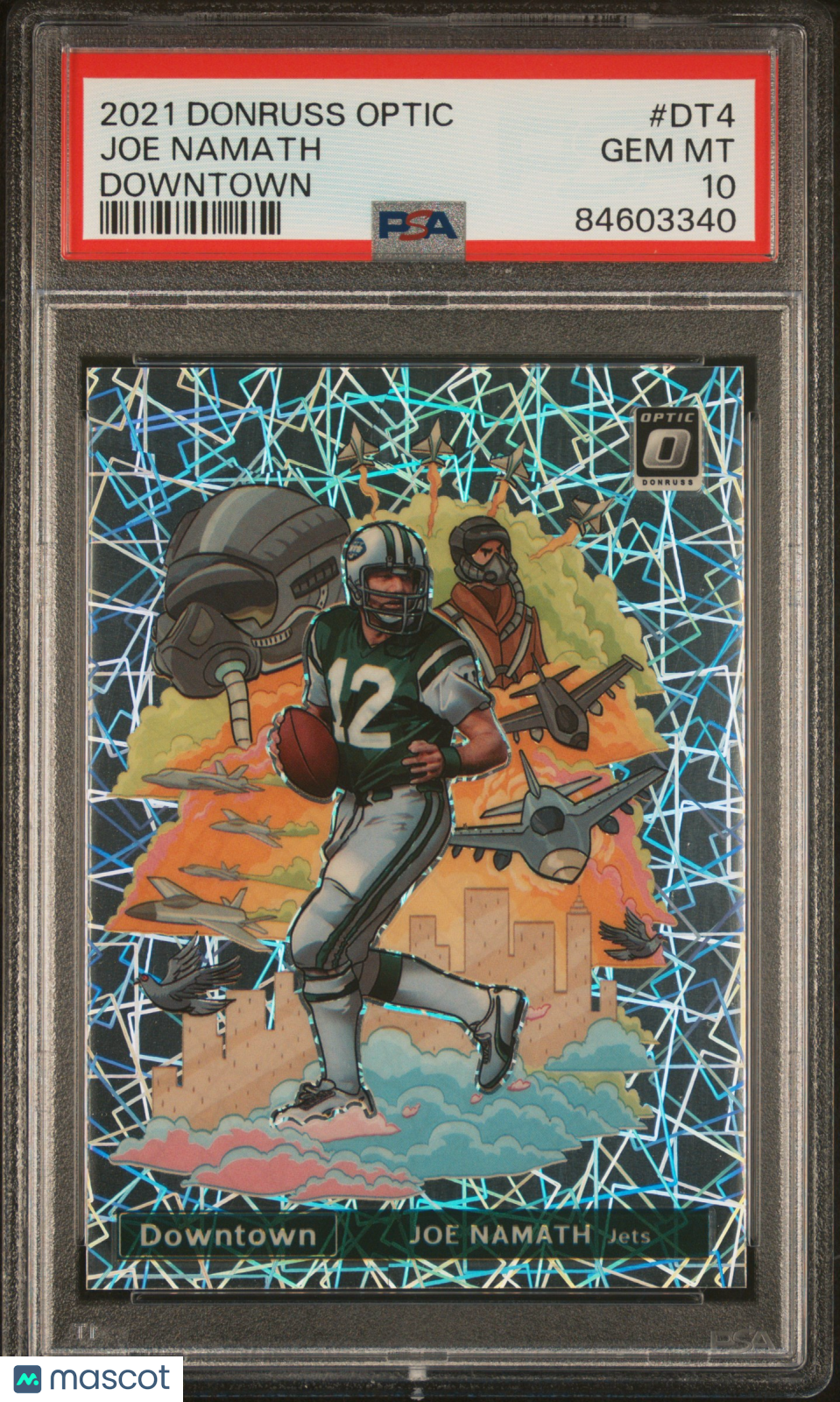 JOE NAMATH 2021 Panini Donruss Optic Downtown Case Hit SSP #DT4 PSA 10 Jets