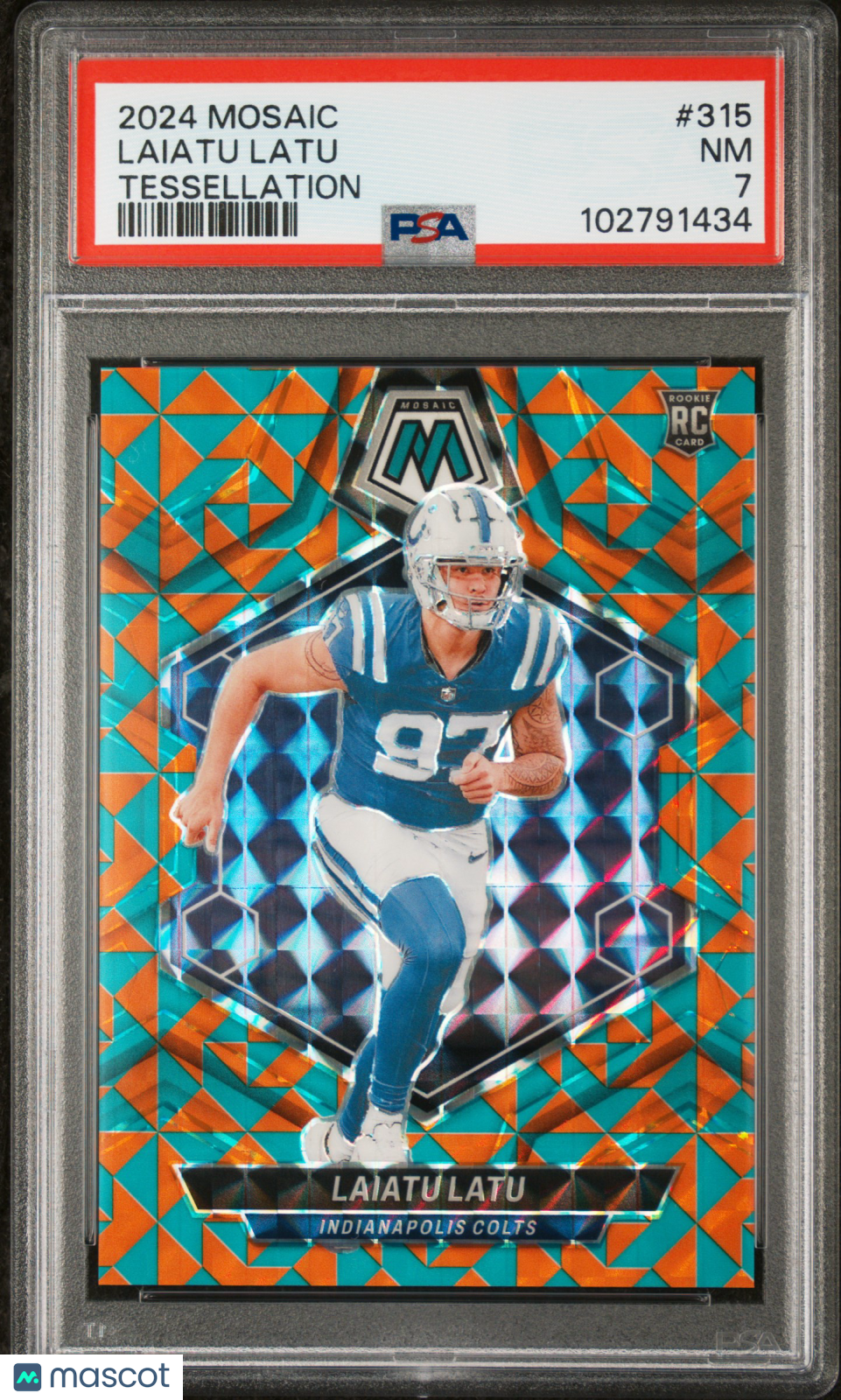 LAIATU LATU 2024 Panini Mosaic Tessellation Prizm /15 PSA 7 NM Rookie #315 Colts