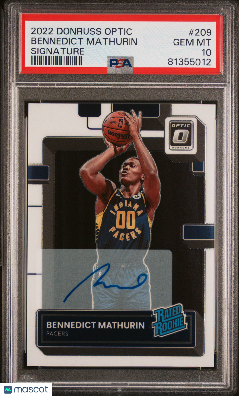 BENNEDICT MATHURIN 2022-23 Panini Donruss Optic Rated Rookie Auto #209 PSA 10