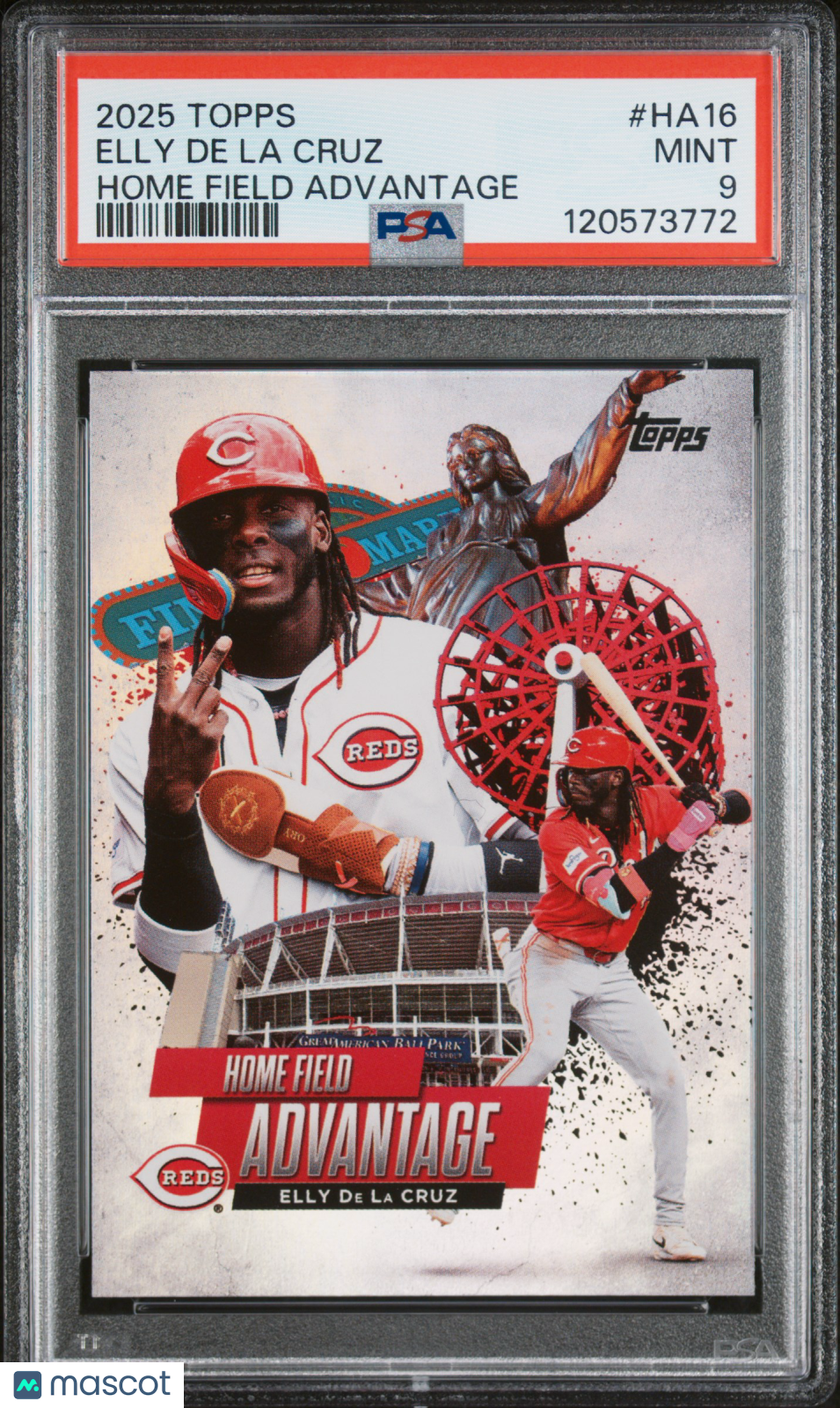 ELLY DE LA CRUZ 2025 Topps Home Field Advantage Case Hit SSP #HA16 PSA 9 Reds