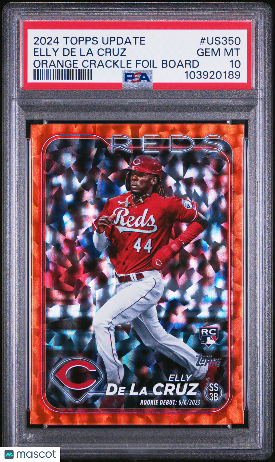 ELLY DE LA CRUZ 2024 Topps Update Orange Crackle Foilboard /299 Rookie PSA 10