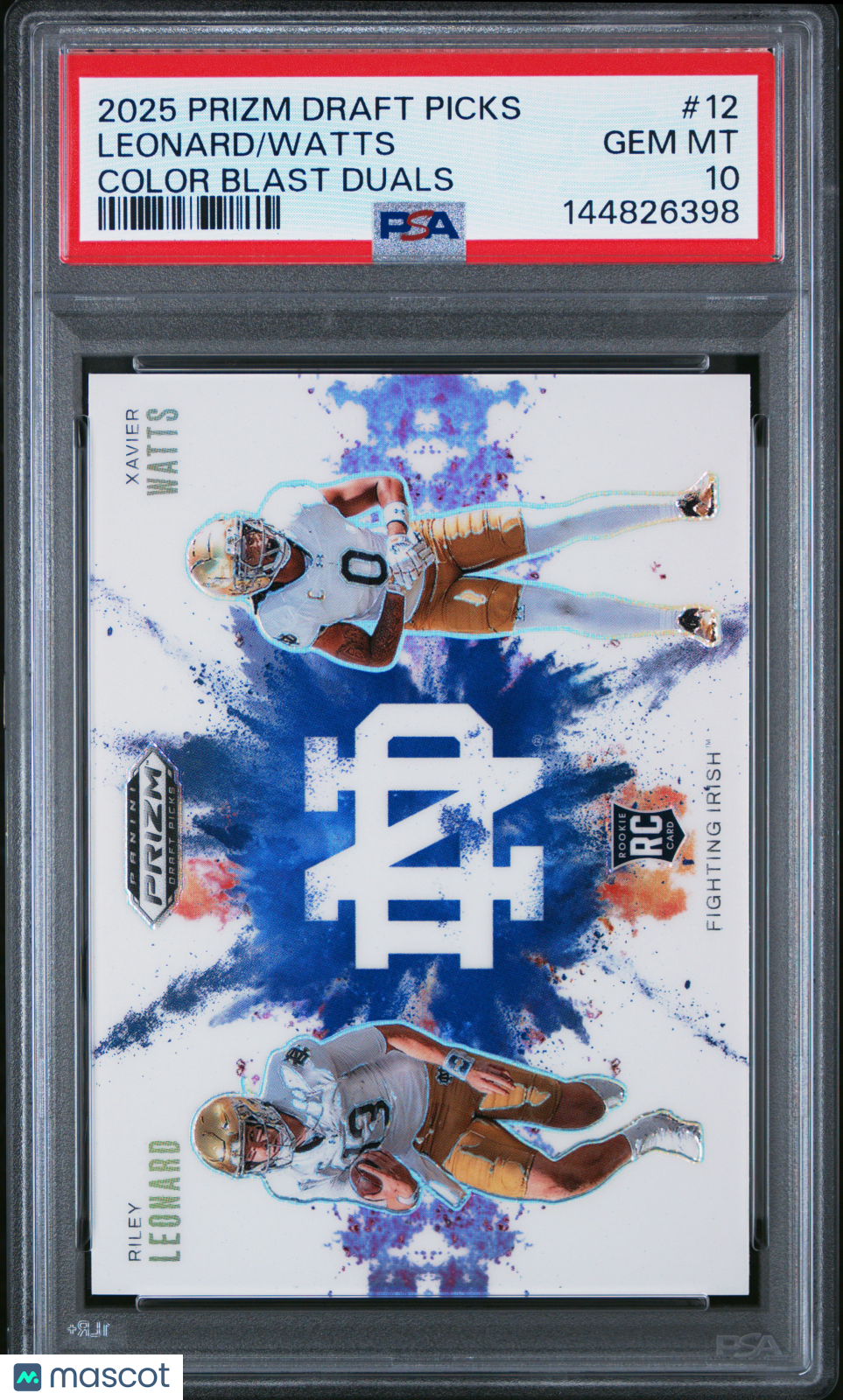 RILEY LEONARD XAVIER WATTS 2025 Panini Prizm Color Blast Duals Rookie PSA 10