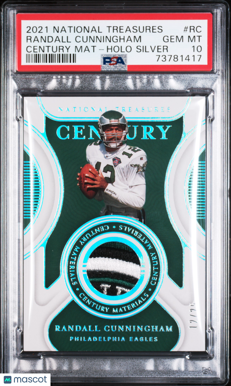 RANDALL CUNNINGHAM 2021 National Treasures Century Patch Holo Silver /25 PSA 10