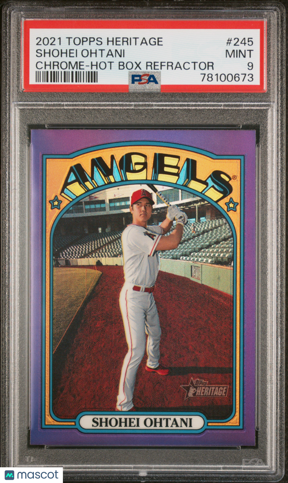 SHOHEI OHTANI 2021 Topps Heritage Chrome Hot Box Purple Refractor #245 PSA 9