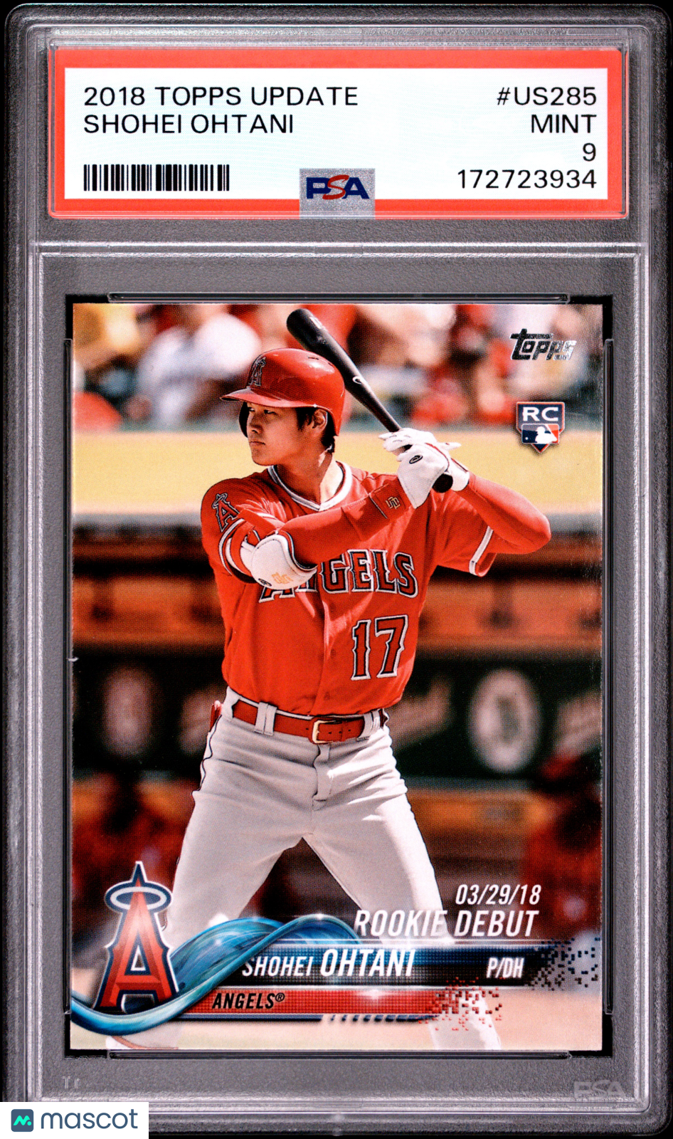 SHOHEI OHTANI 2018 Topps Update Rookie Debut #US285 PSA 9 Angels