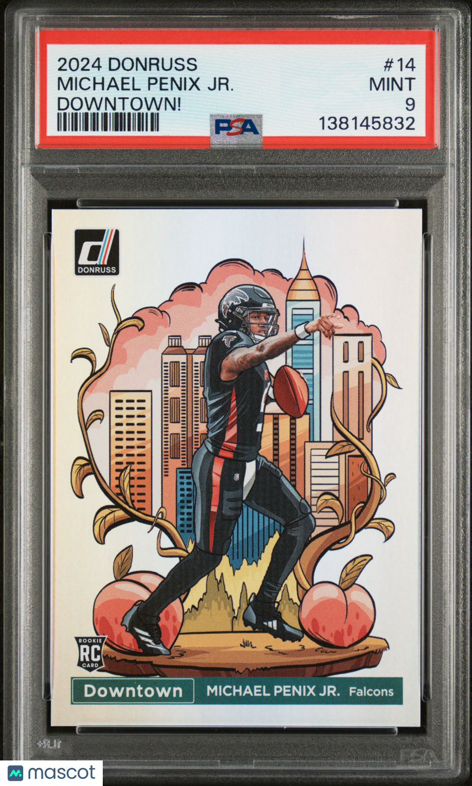MICHAEL PENIX JR. 2024 Panini Donruss Downtown Rookie Case Hit SSP #14 PSA 9