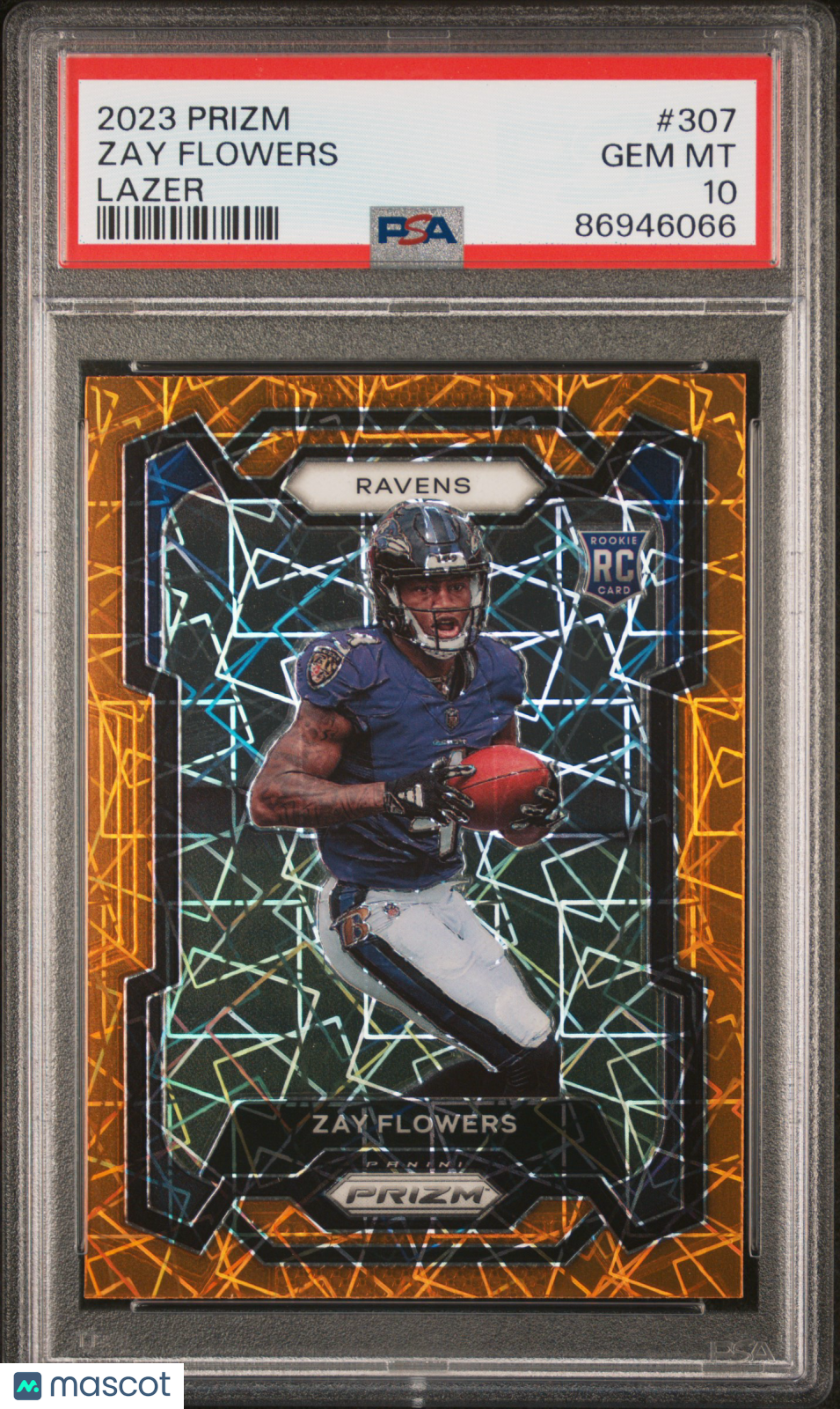 ZAY FLOWERS 2023 Panini Prizm Rookie Orange Lazer #307 PSA 10 Ravens