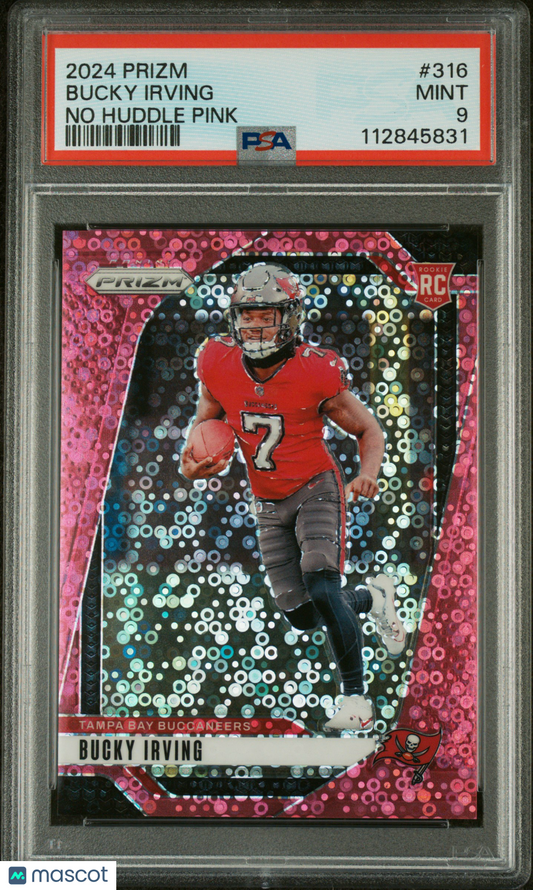 BUCKY IRVING 2024 Panini Prizm No Huddle Pink /25 Rookie #316 PSA 9 Buccaneers