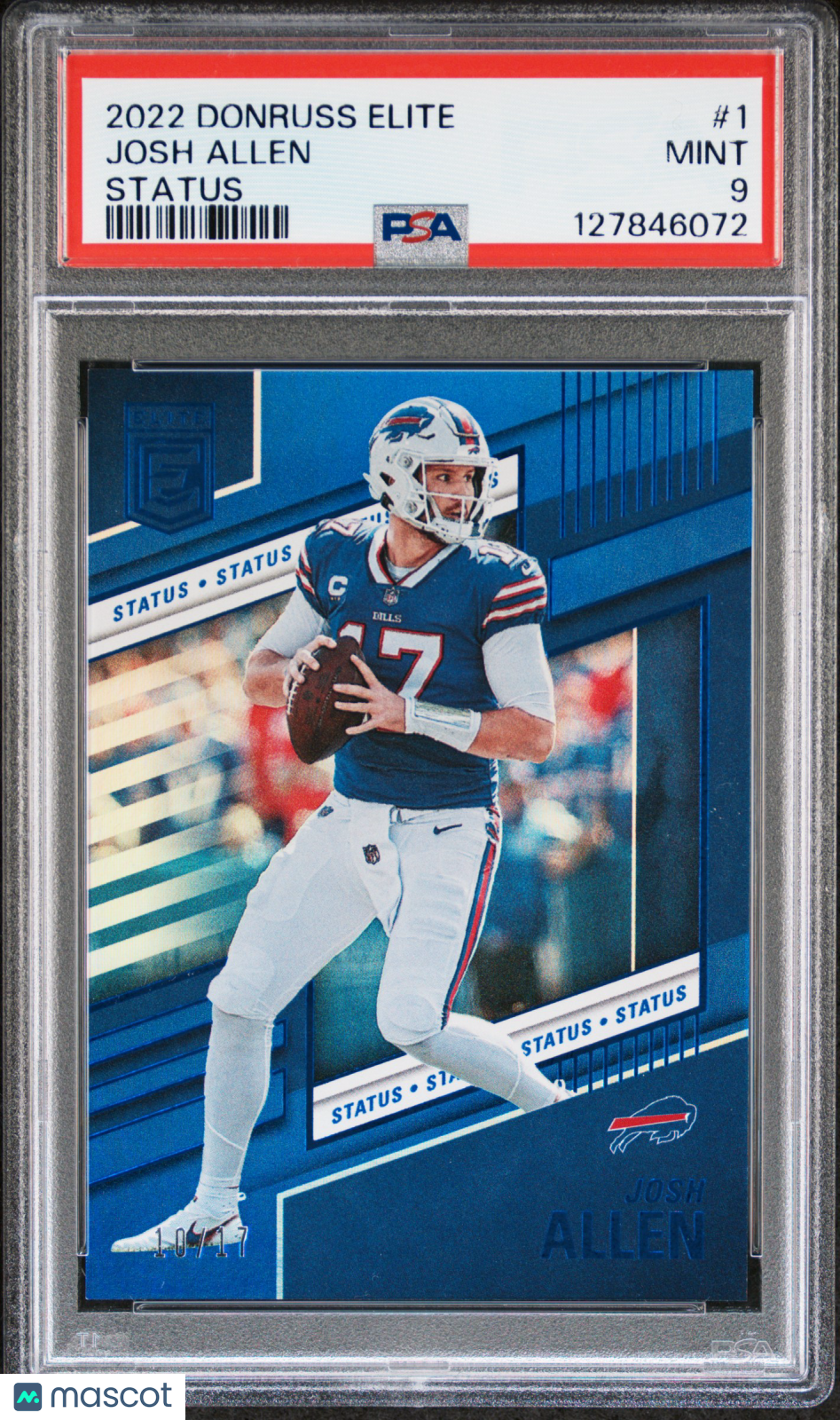 JOSH ALLEN 2022 Panini Donruss Elite Status Blue /17 #1 PSA 9 Buffalo Bills