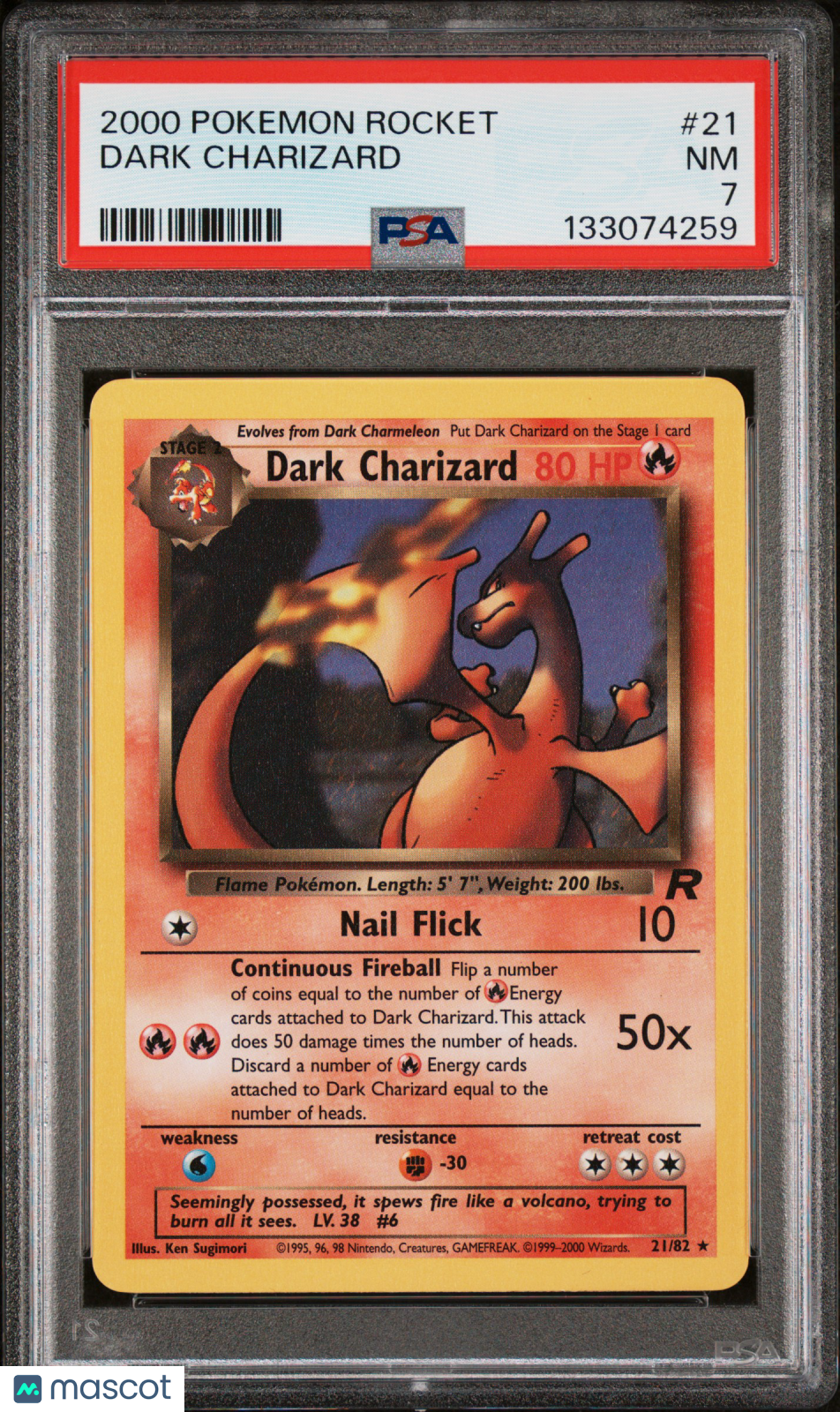 DARK CHARIZARD 2000 Pokemon Team Rocket Rare #21 PSA 7 NEAR MINT