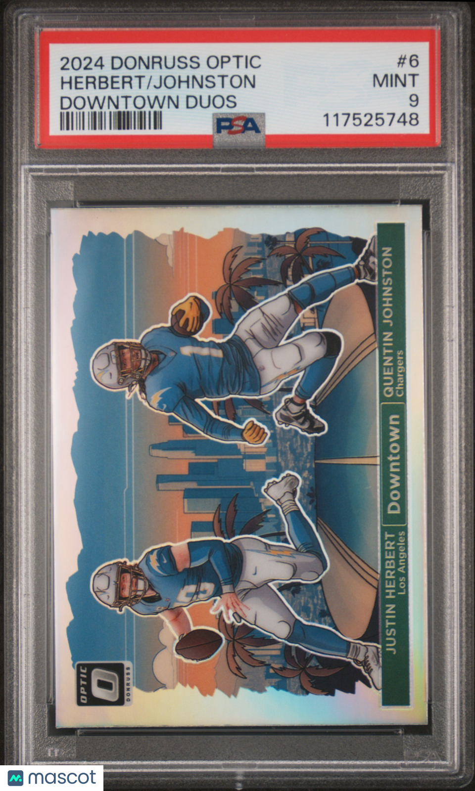 JUSTIN HERBERT QUENTIN JOHNSTON 2024 Panini Donruss Optic Downtown Duos #6 PSA 9