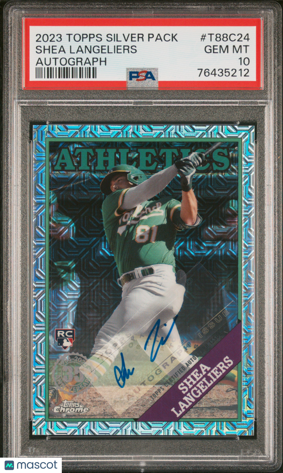 SHEA LANGELIERS 2023 Topps Silver Pack 1988 Chrome Rookie Auto #T88C24 PSA 10