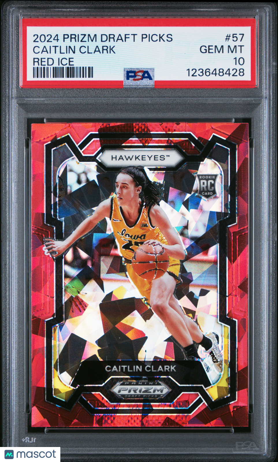 CAITLIN CLARK 2024 Panini Prizm Draft Picks #57 Red Ice Rookie PSA 10 Hawkeyes