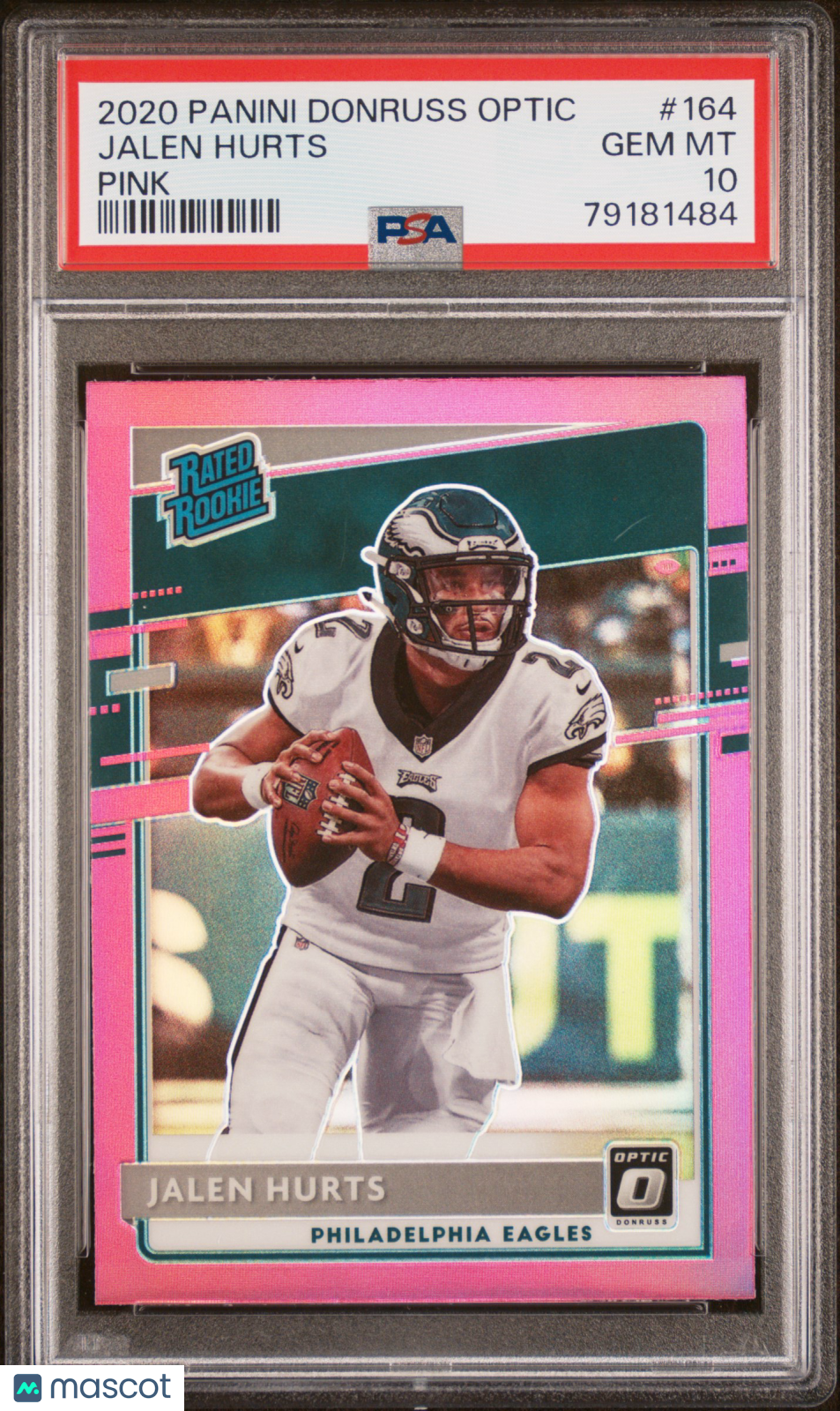 JALEN HURTS 2020 Panini Donruss Optic Rated Rookie Pink Prizm #164 PSA 10 Eagles