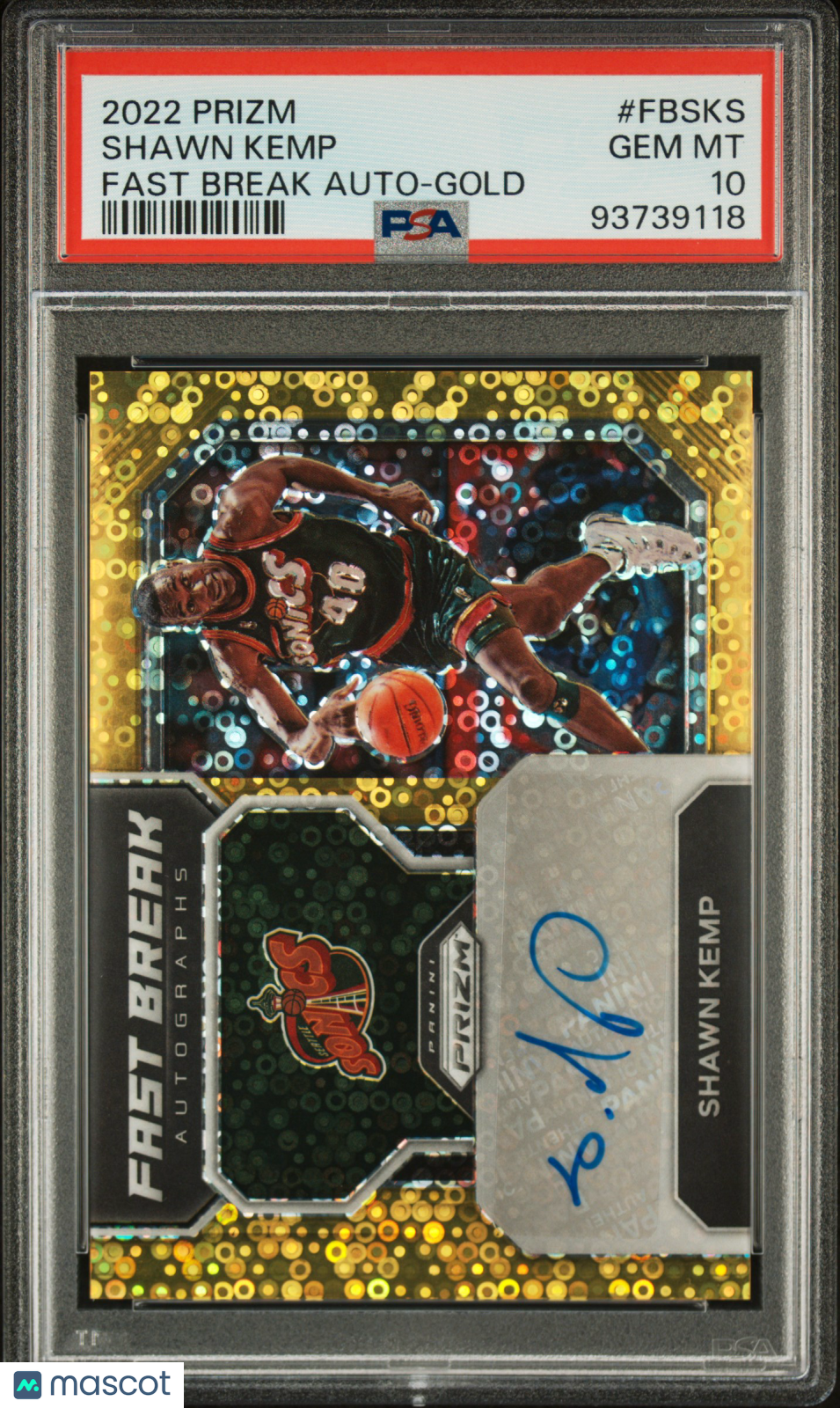 SHAWN KEMP 2022-23 Panini Prizm Fast Break Gold Auto /10 PSA 10 #FB-SKS