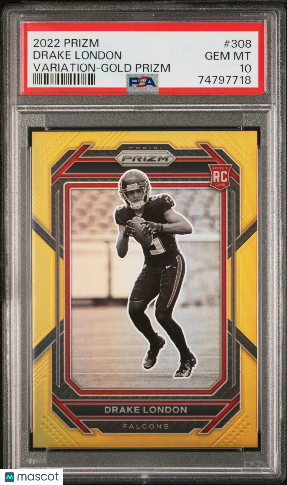 DRAKE LONDON 2022 Panini Prizm Rookie Variation Gold /10 PSA 10 #38 Falcons