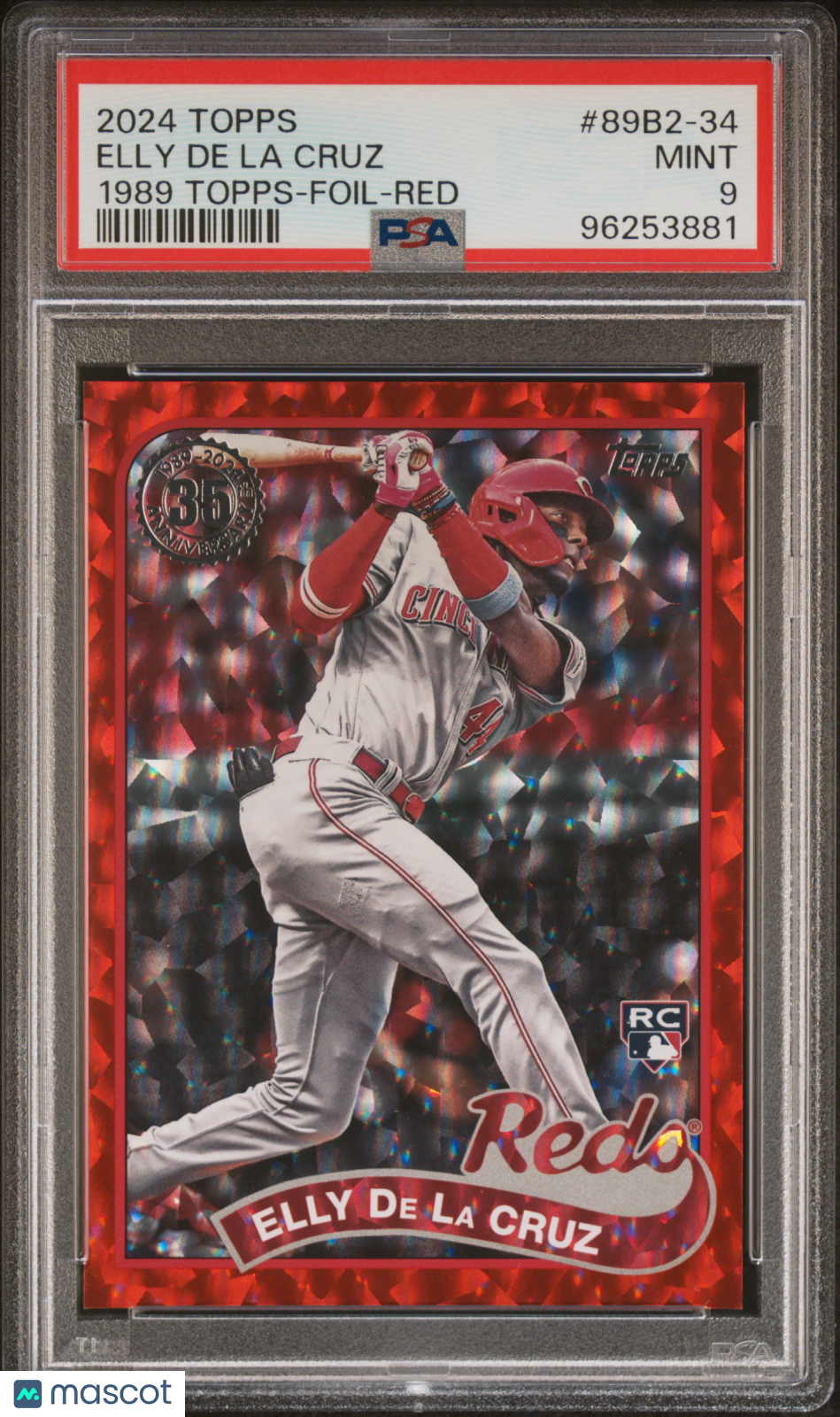 ELLY DE LA CRUZ 2024 Topps Rookie 1989 Red Foil /5 #89B2-34 PSA 9 Reds