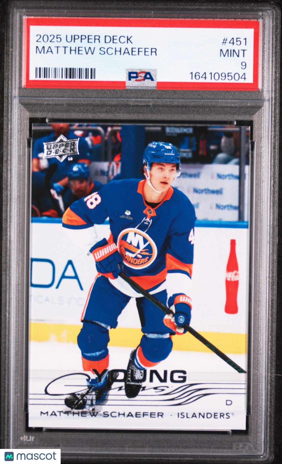 MATTHEW SCHAEFER 2025-26 Upper Deck Series 2 Young Guns Rookie #451 PSA 9