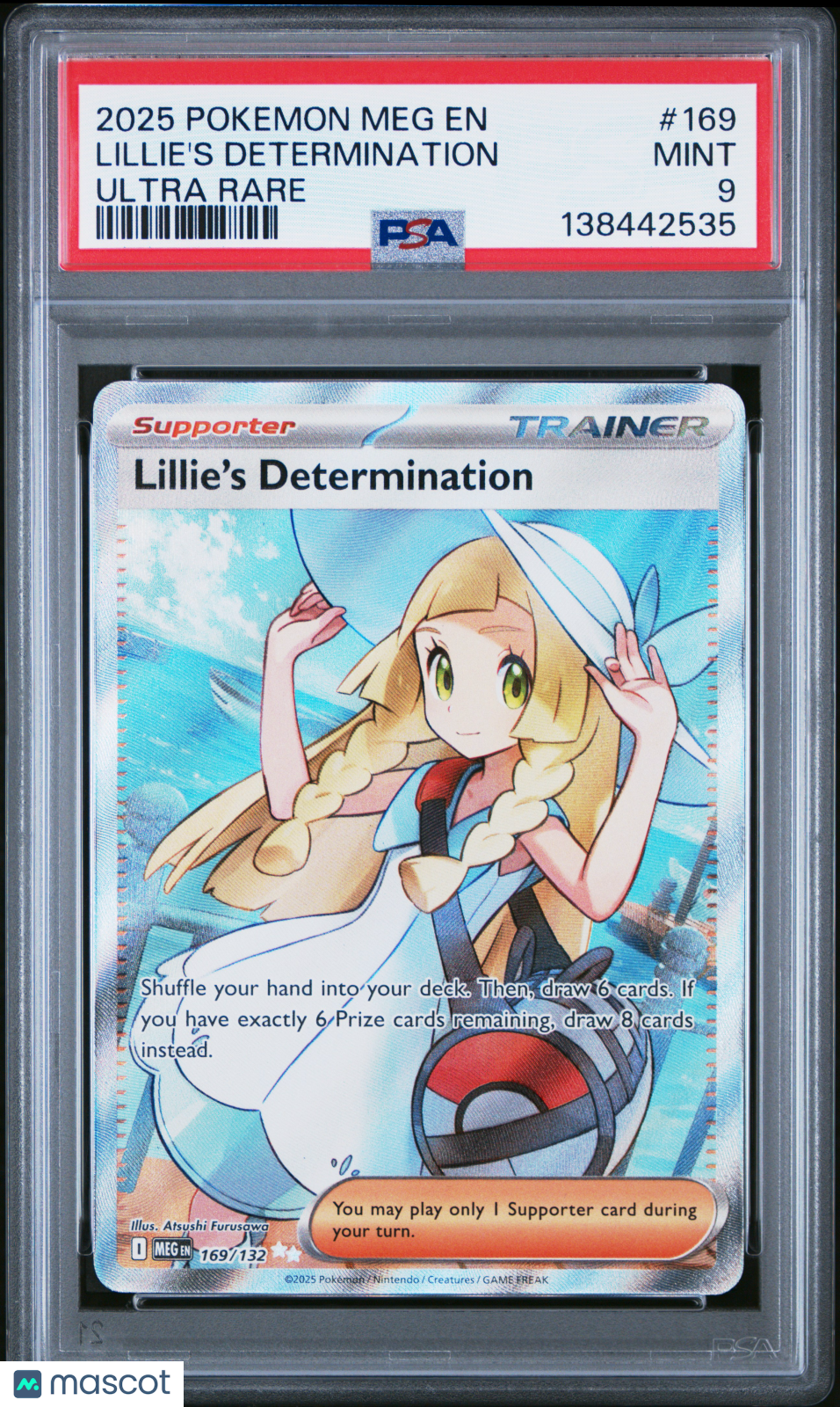 LILLIE'S DETERMINATION 2025 Pokemon Mega Evolution #169/132 Ultra Rare PSA 9