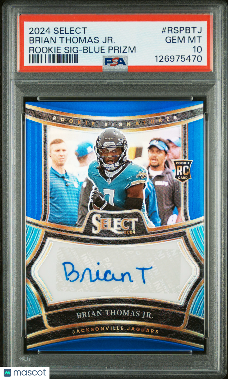 BRIAN THOMAS JR 2024 Panini Select Rookie Signatures Auto Blue Prizm /149 PSA 10
