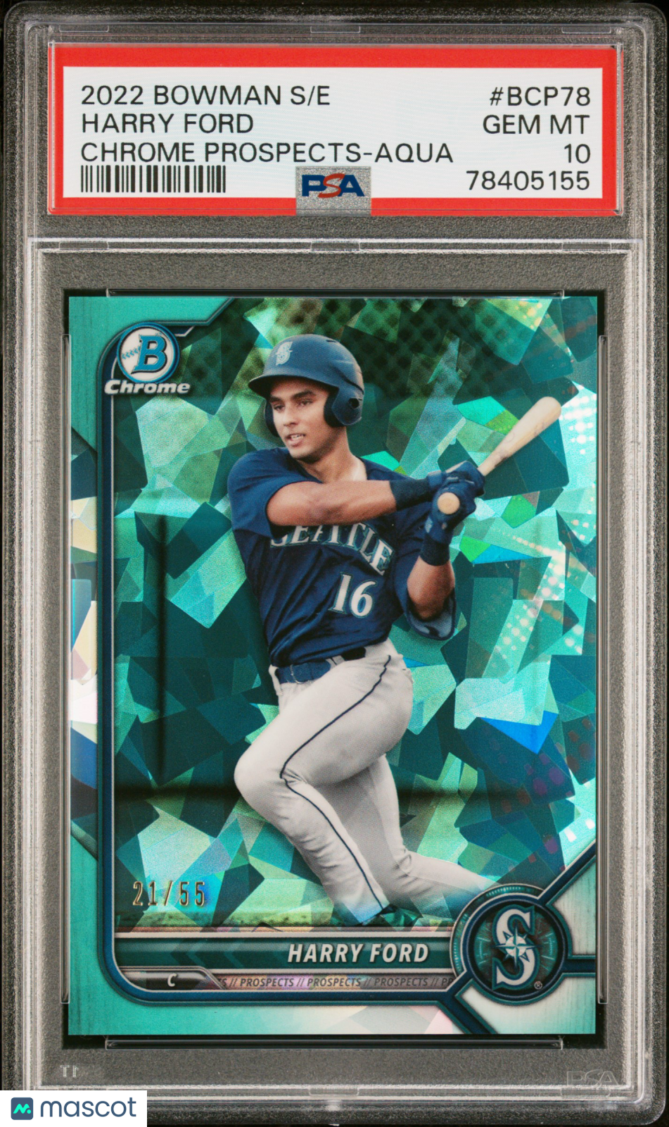 HARRY FORD 2022 Bowman Sapphire Edition Prospects Aqua /55 PSA 10 #BCP78