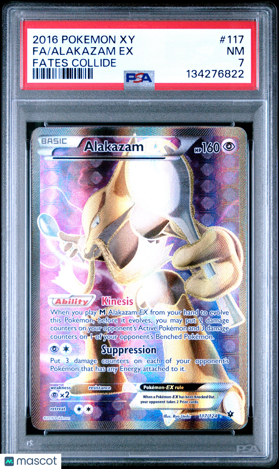ALAKAZAM EX 2016 Pokemon XY Fates Collide #117 Full Art PSA 7