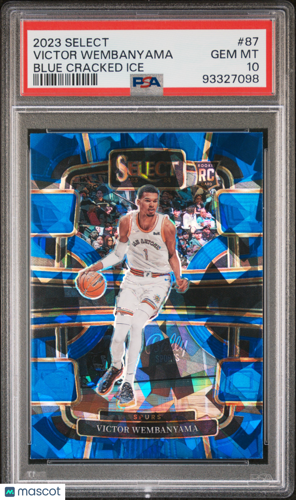 VICTOR WEMBANYAMA 2023-24 Panini Select Rookie Blue Cracked Ice #87 PSA 10