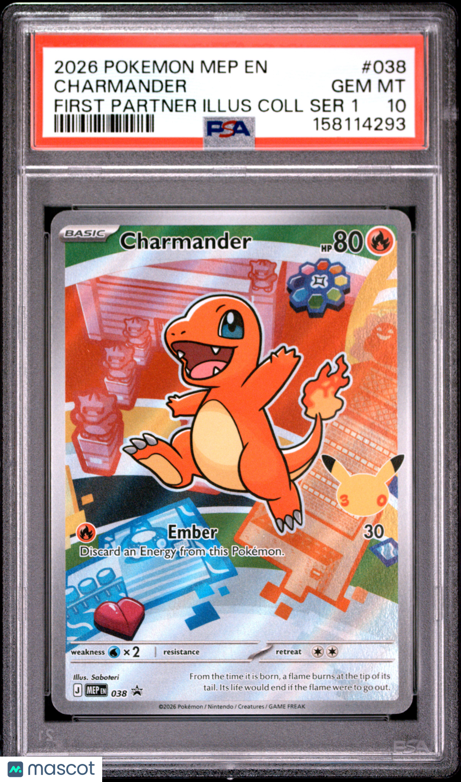 CHARMANDER 2026 Pokemon MEP First Partner Black Star Promo #038 PSA 10